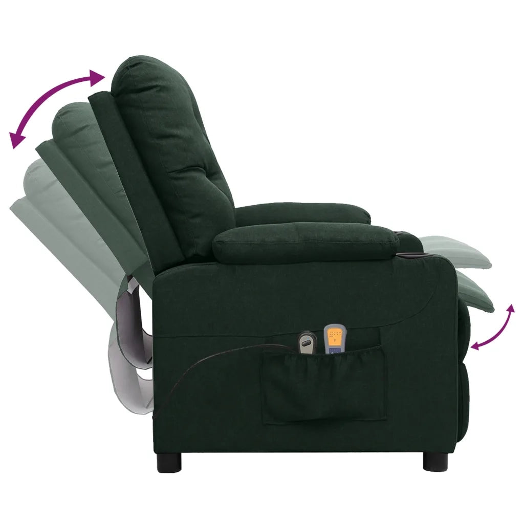 Poltrona Massaggiante Elettrica Verde Scuro in Tessuto 3098857