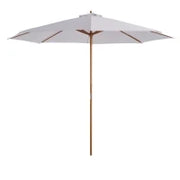Ombrellone da Giardino 3x2.5 m con Palo in Legno a 8 Stecche, in Bambù, Legno e Poliestere, Bianco
