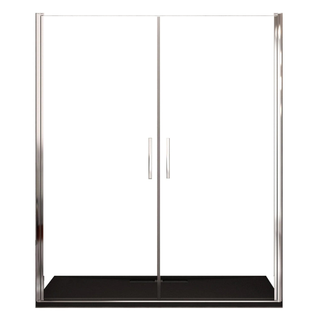 Porta Parete Doccia 170 cm 2 Ante Battenti in Cristallo Trasparente 6mm H195 Bonussi Alexia