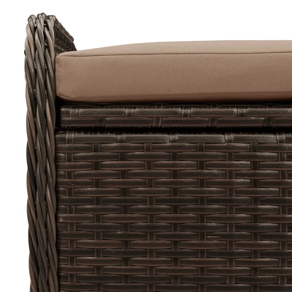 Cassapanca con Cuscino Marrone 80x51x52 cm in Polyrattan 365732