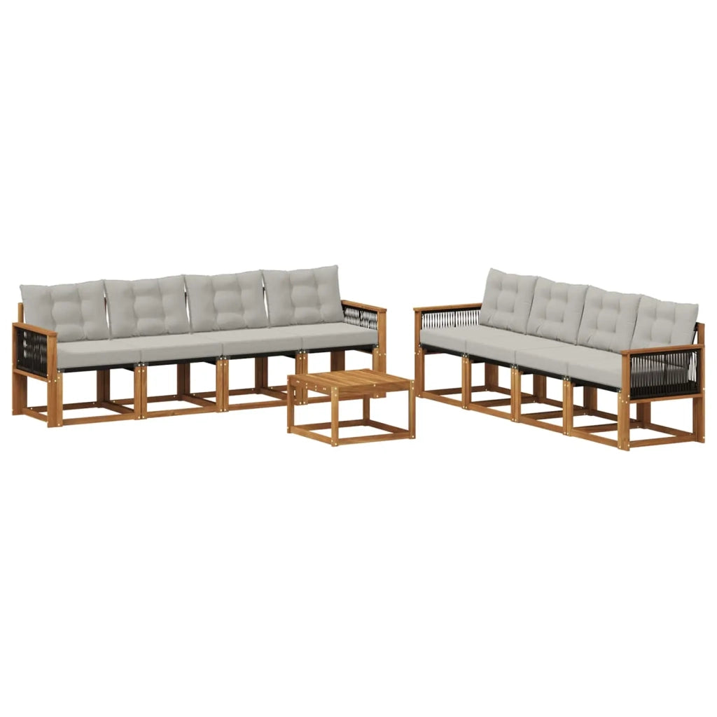 Set di divani da esterno 9 pz Naturale e Grigio Chiaro 3381855