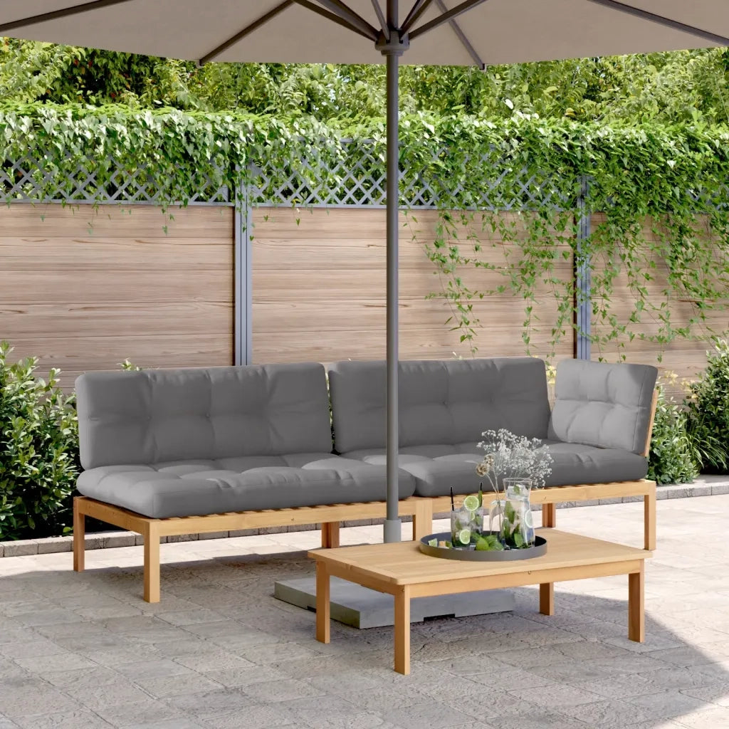 Set Divano Pallet Giardino 3pz con Cuscini Massello Acacia 3209320