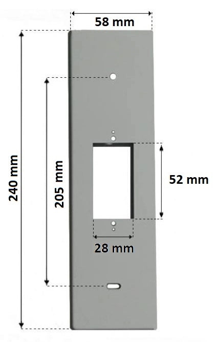 PLACCA 205MM IN ALLUMINIO OPACO CON PULSANTE COPRI AVVOLGITORE MOTORE TAPPARELLA