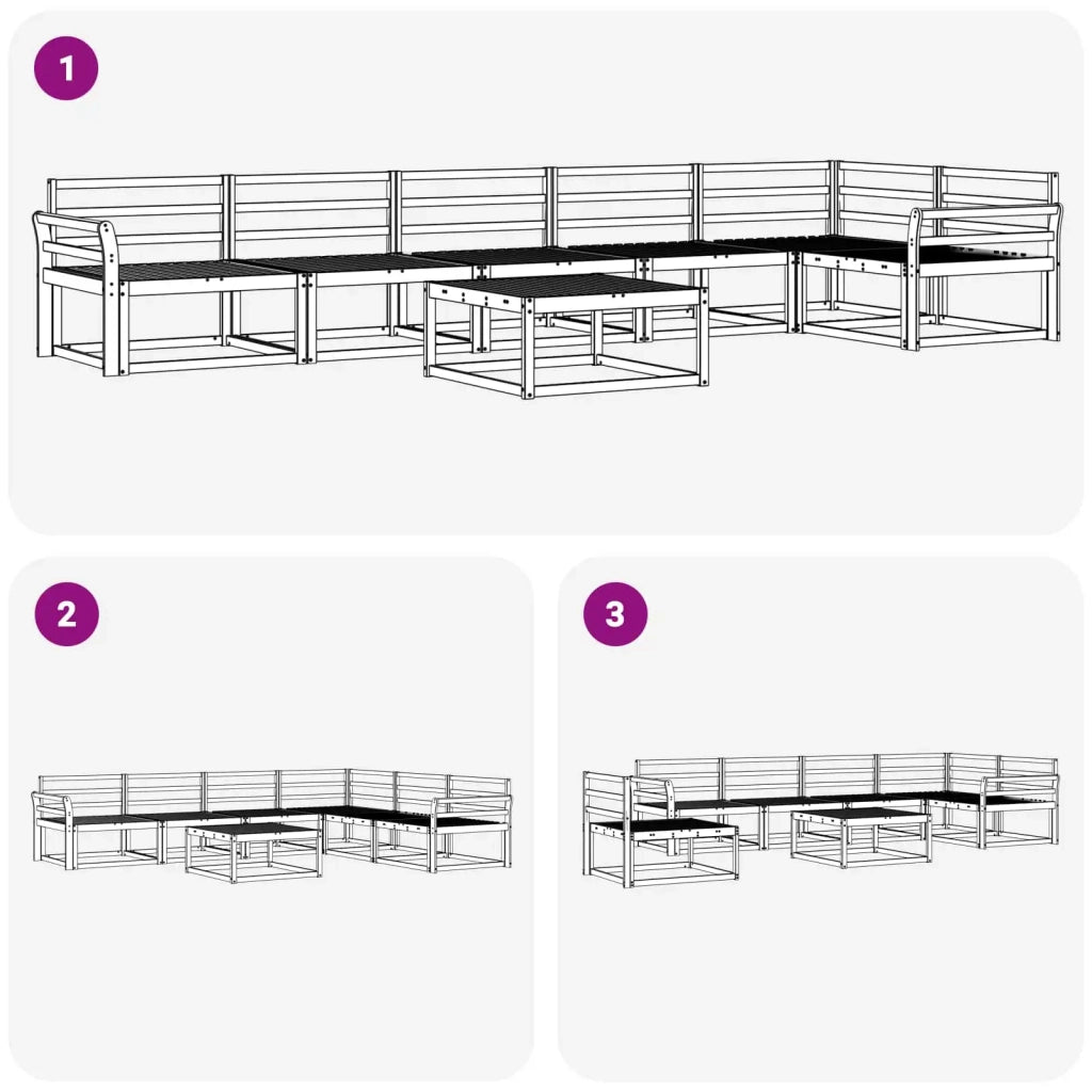 Set di divani da esterno 7 pcs Bianco 79 x 79 x 37 cm 3386548
