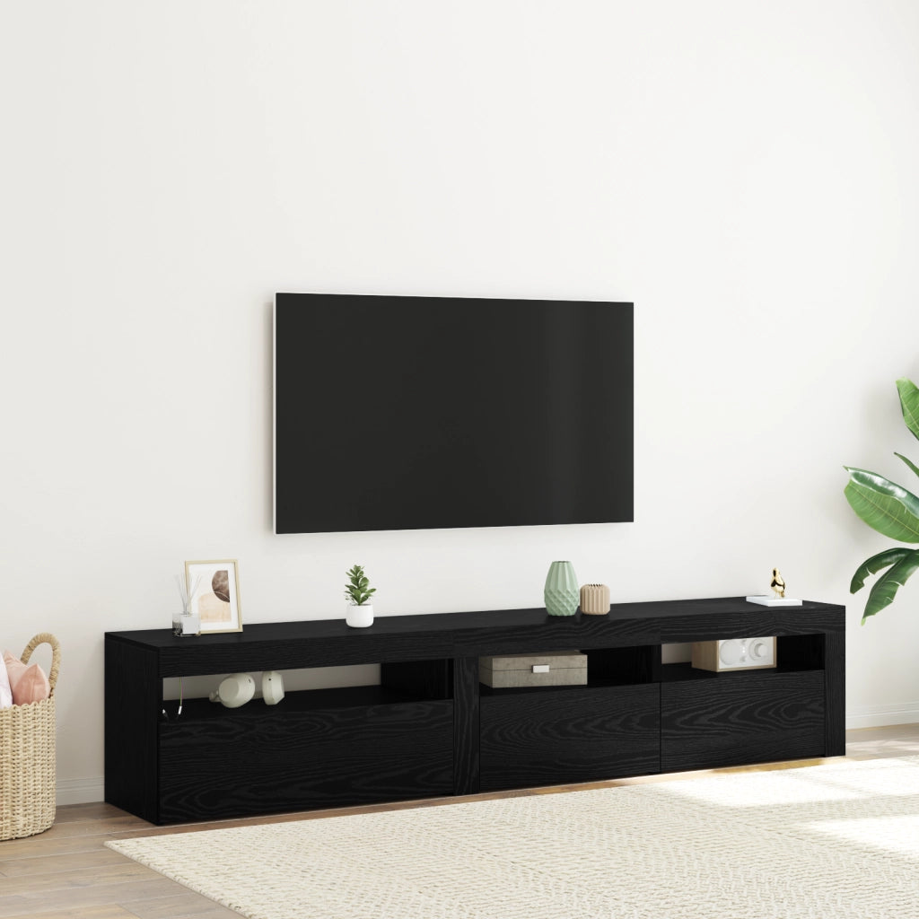 Mobiletti TV 2 pcs con luci LED in rovere nero e legno ingegnerizzato