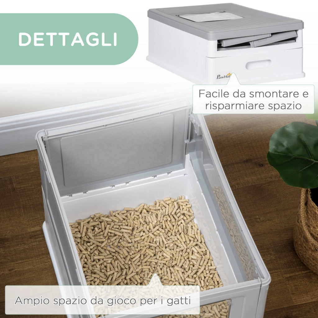 EasyComfort Lettiera per Gatti Chiusa in PP a 2 Porte con Paletta e Vassoio Estraibile, 47.5x35.5x36.7 cm