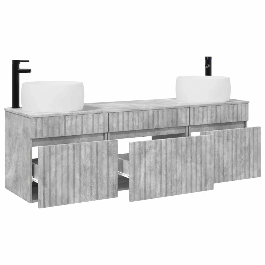 Set di Armadi da Bagno 3 pz Grigio Cemento 49 x 44,5 x 66 cm 3405770
