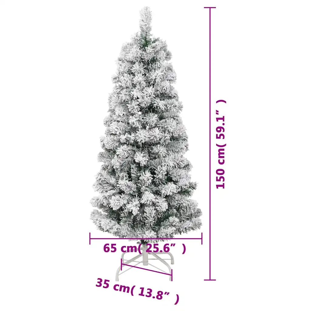 Albero Natale | Decorazioni natalizie Artificiale Incernierato con Neve Fioccata 150 cm
