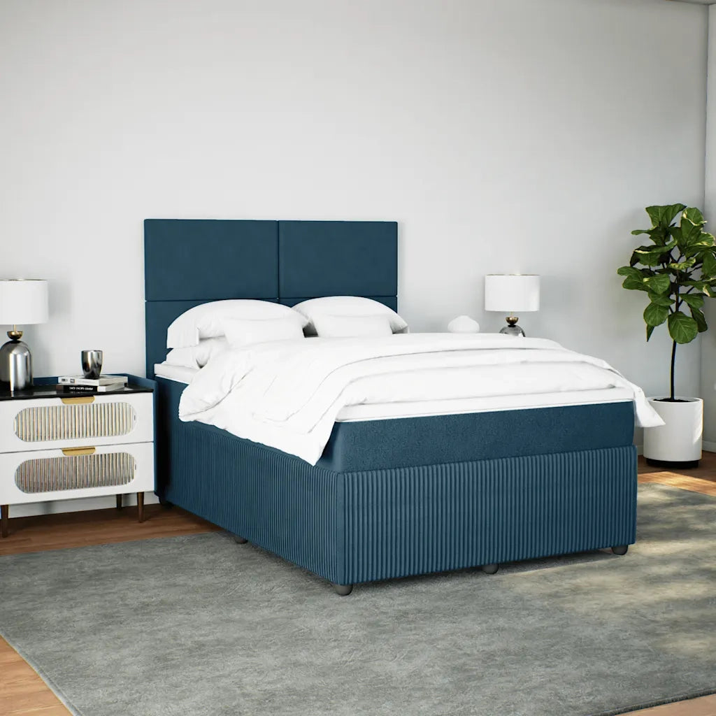 Giroletto a Molle con Materasso Blu 140x200 cm in Velluto