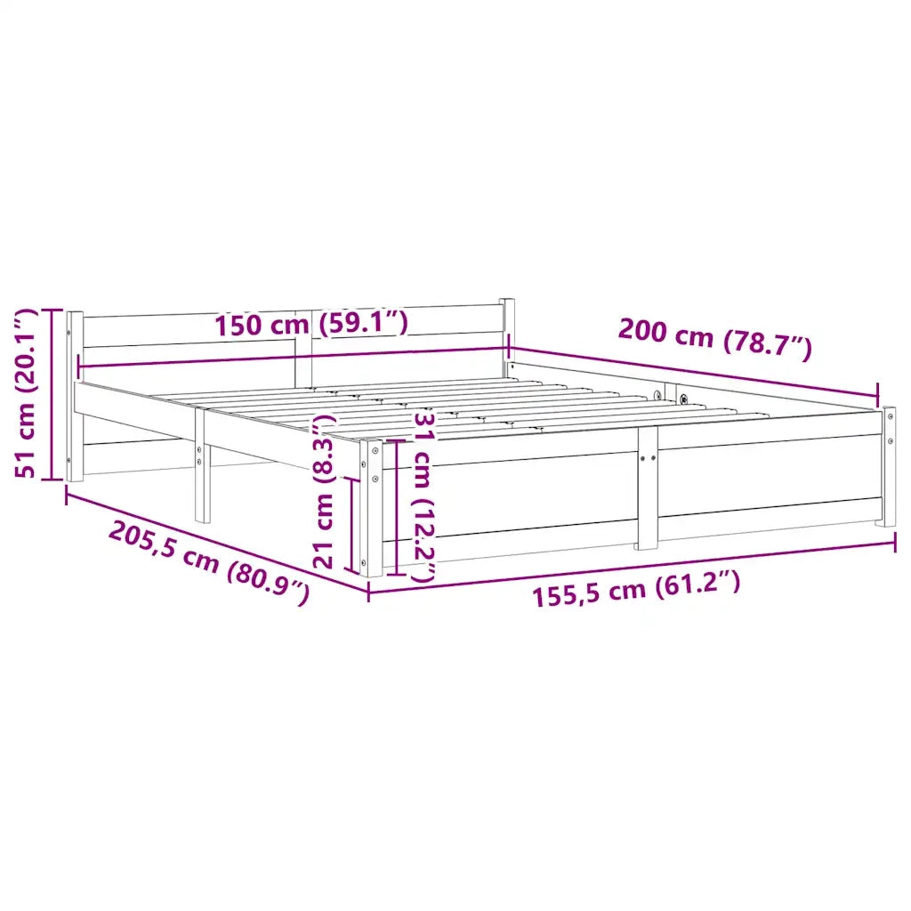 Giroletto in Legno Massello 150x200 cm 5FT King Size cod mxl 59865