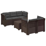 Divano da Giardino 5 Posti con Cuscini Stile Rattan PP Marrone 3443911