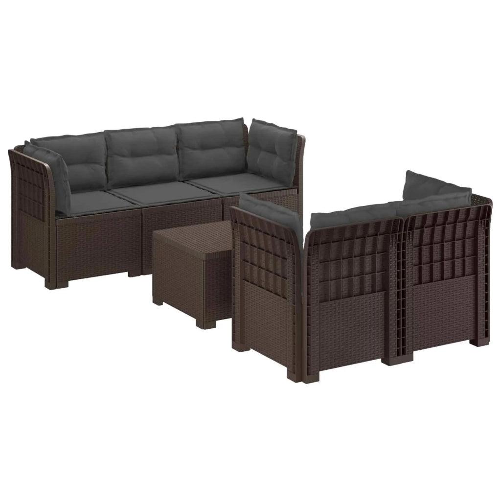 Divano da Giardino 5 Posti con Cuscini Stile Rattan PP Marrone 3443911