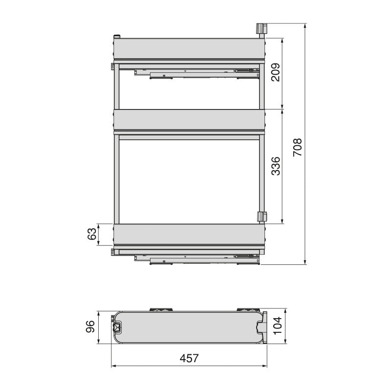 Carrello estraibile Titane con fissaggio inferiore con chiusura softt, modulo 400mm, Acciaio, Grigio antracite