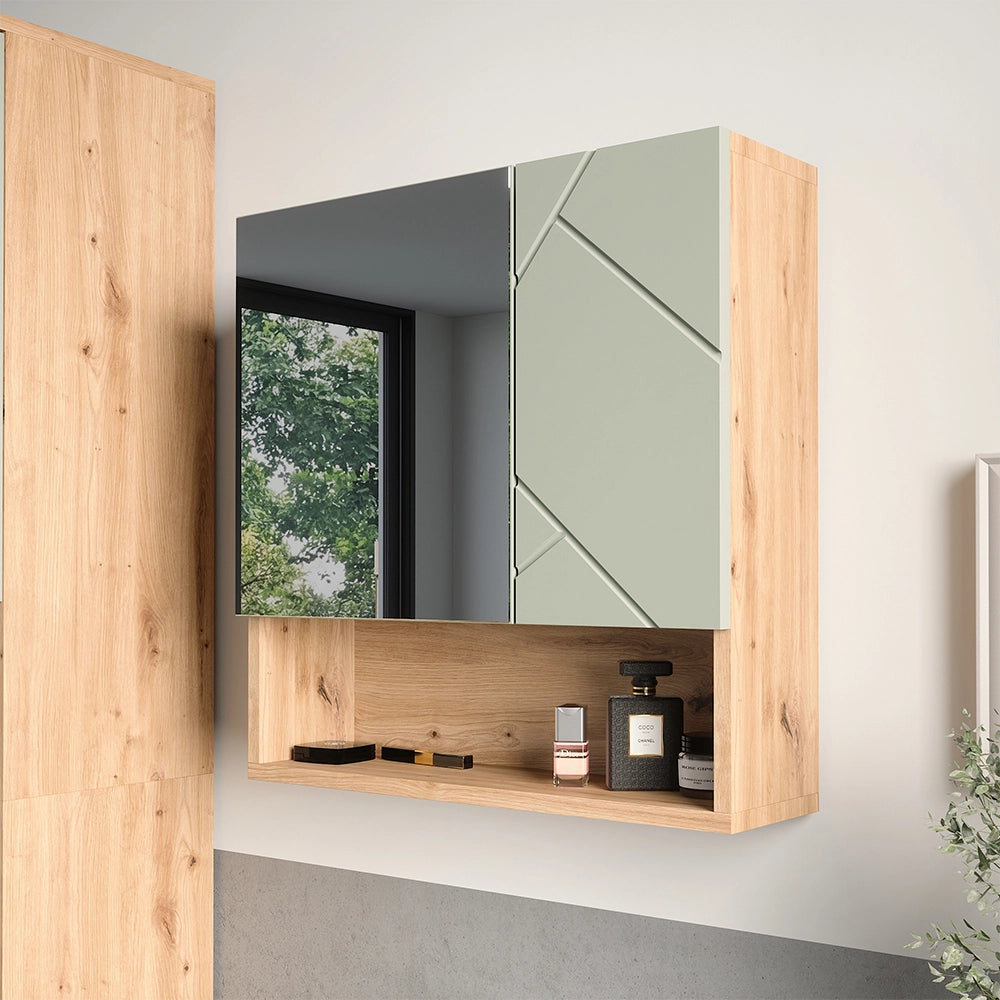 Vicco Specchio contenitore bagno Verde salvia 54 x 55 cm