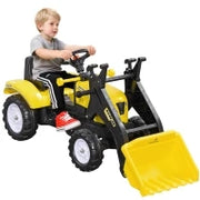 Escavatore a Pedali per Bambini da 3 Anni con Ruspa Frontale e Volante, Giallo