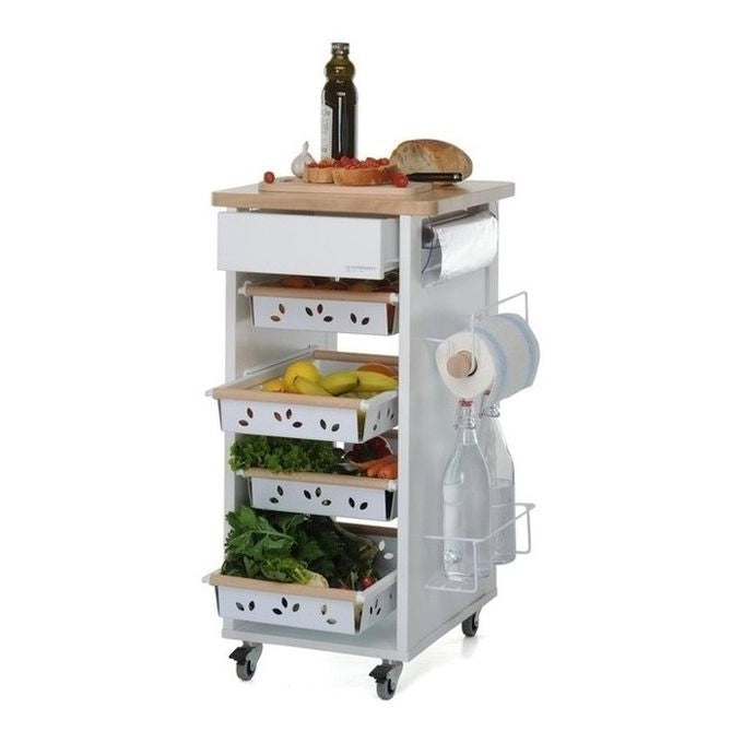 Foppapedretti 8013440195955 Bistrot Carrello da cucina in legno 5 ripiani Metallo Truciolato Legno colore Noce Legno naturale