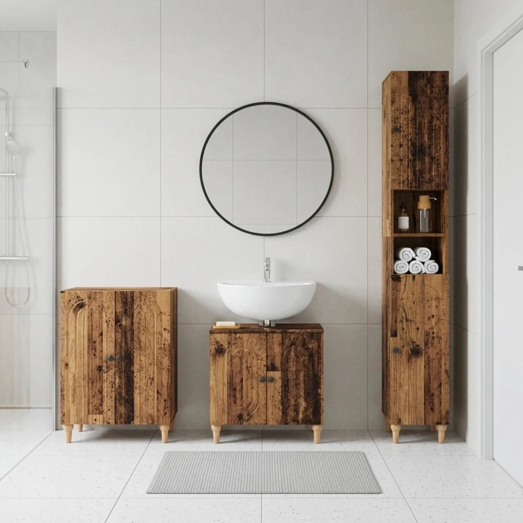 Set di armadietti da bagno in 3 pezzi ALKMAAR Legno antico