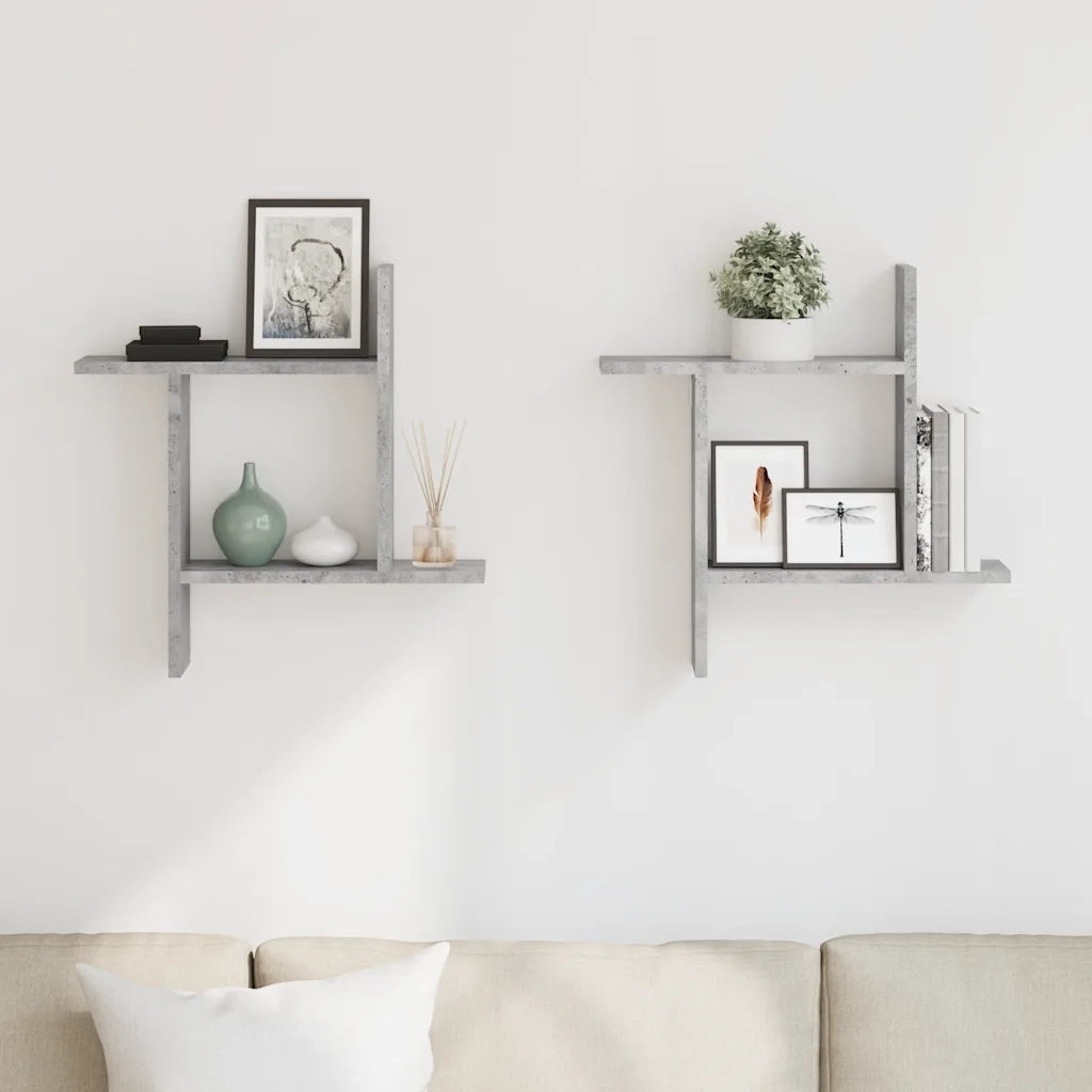 vidaXL Mensole a Muro 2pz Grigio Cemento 50x12x50 cm in Truciolato