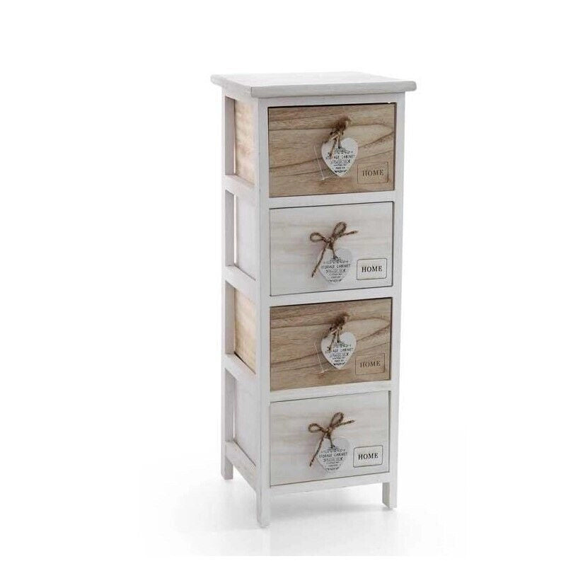HOME CASSETTIERA SLIM IN LEGNO DECORATA A 4 CASSETTI 26 X 32 XH80 CM BICOLOR