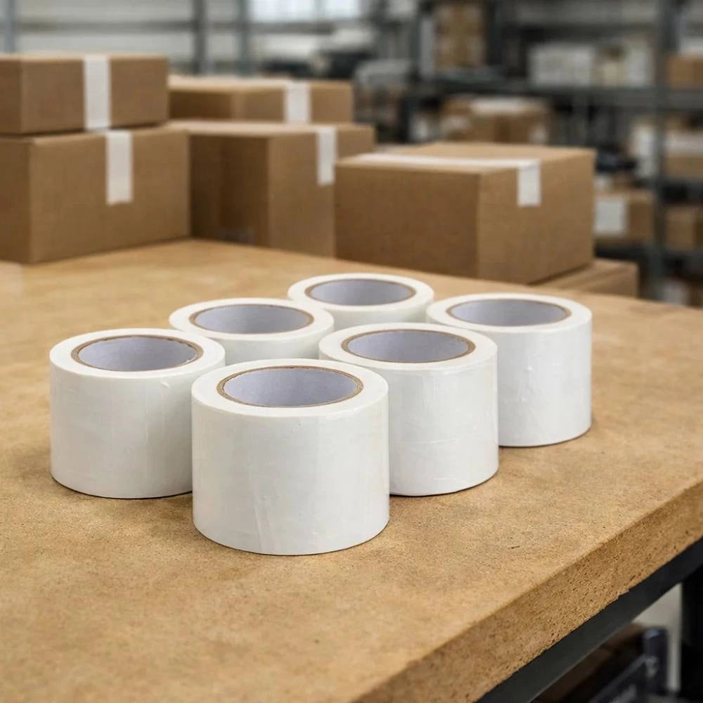 Kit 6 nastro adesivo silenzioso bianco 50x132m per imballaggi continui