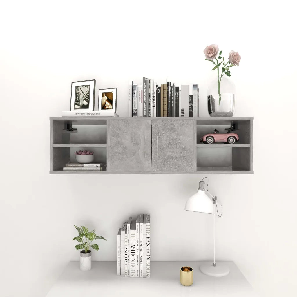 Scaffale a Parete Grigio Cemento 102x30x29 cm Legno Multistrato 806260