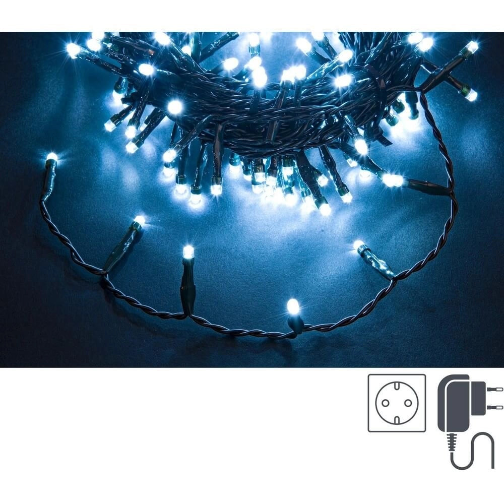 Luci Natale 180 LED Bianco, Filo Verde 5mm, IP44 (12 Pezzi)