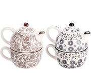 1 Pezzo Teiera in Ceramica con Tazza Tricy 2 Decori