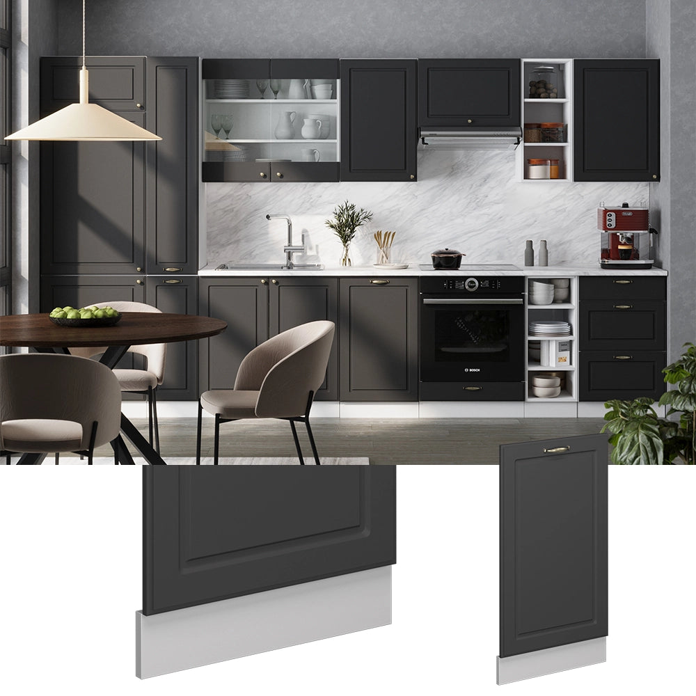 Vicco Pannello frontale della lavastoviglie Landhaus antrazit-oro 45 cm senza piano di lavoro