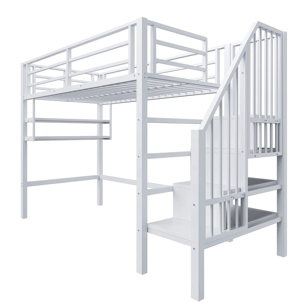 Letto a Soppalco con Contenitore e Gel?nder ¨C MINIMAL ¨C Bianco 90x200