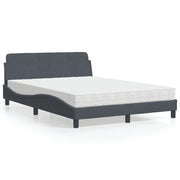 Letto con Materasso Dover Grigio Scuro 140x200 cm in Velluto