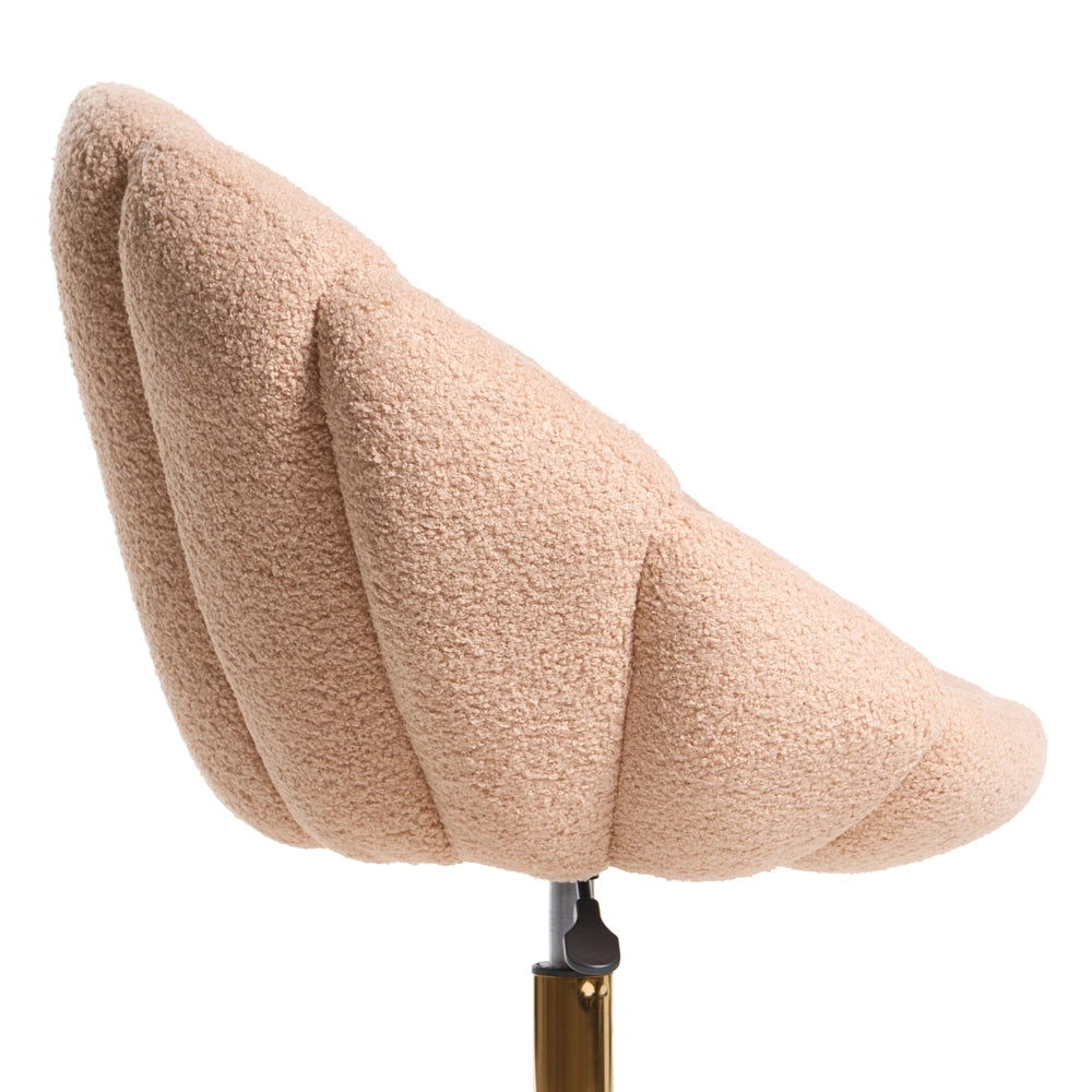 Elegante sedia da ufficio girevole in tessuto bouclè rosa pastello con base regolabile in altezza Design moderno Home Office