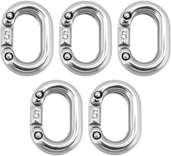 Connettore a catena 5mm - Acciaio inox 316 - Collegamenti a scatto - Impiego pesante - Qualità marina - Resistente all'ossidazione e corrosione
