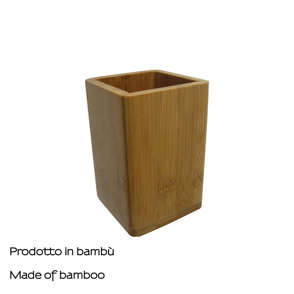 Set portaspazzolini e dosasapone d' appoggio Gedy linea Bamb� naturale