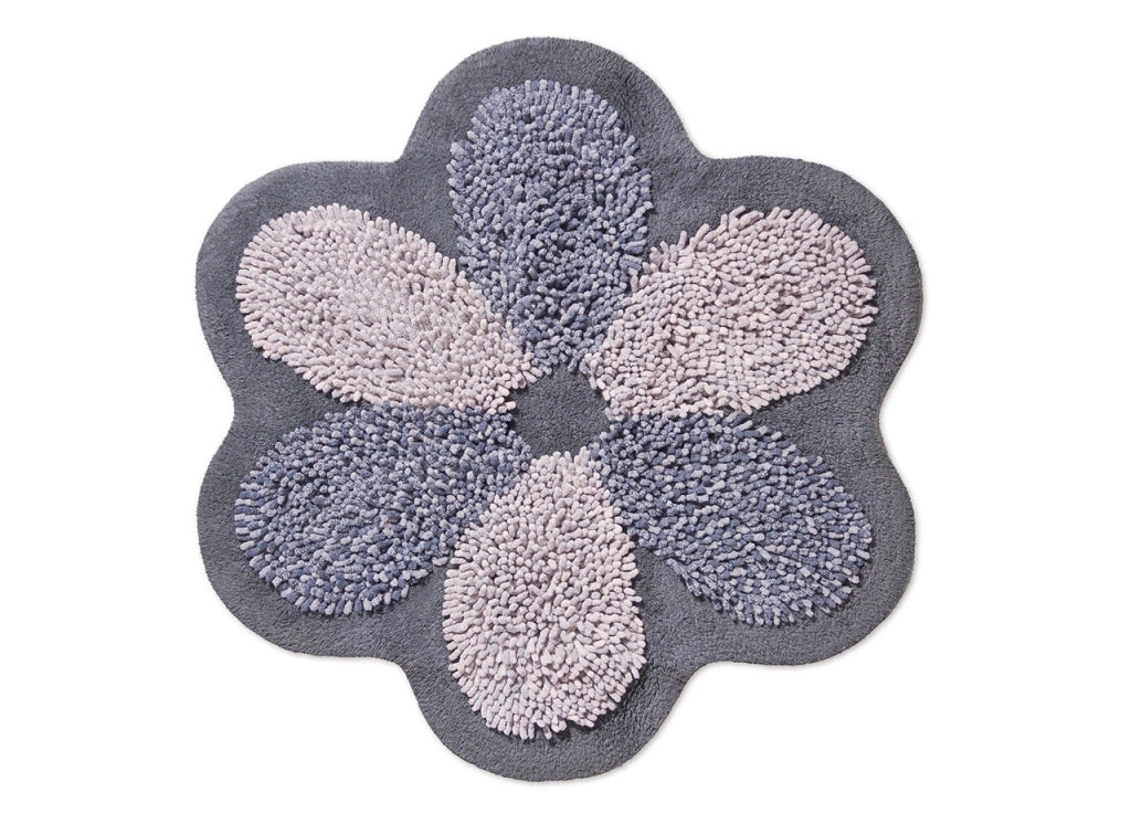 Tappeto A Fiore Casa Bagno Cotone Spugna Morbida Antiscivolo Flower Grigio