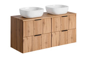 Set mobili bagno 120 cm con piano e 2 lavabi da appoggio Smile Adel Oak 120 cm