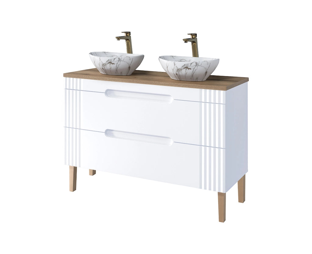 Set mobili bagno 120 cm con lavabi da appoggio Fiji White 120 cm