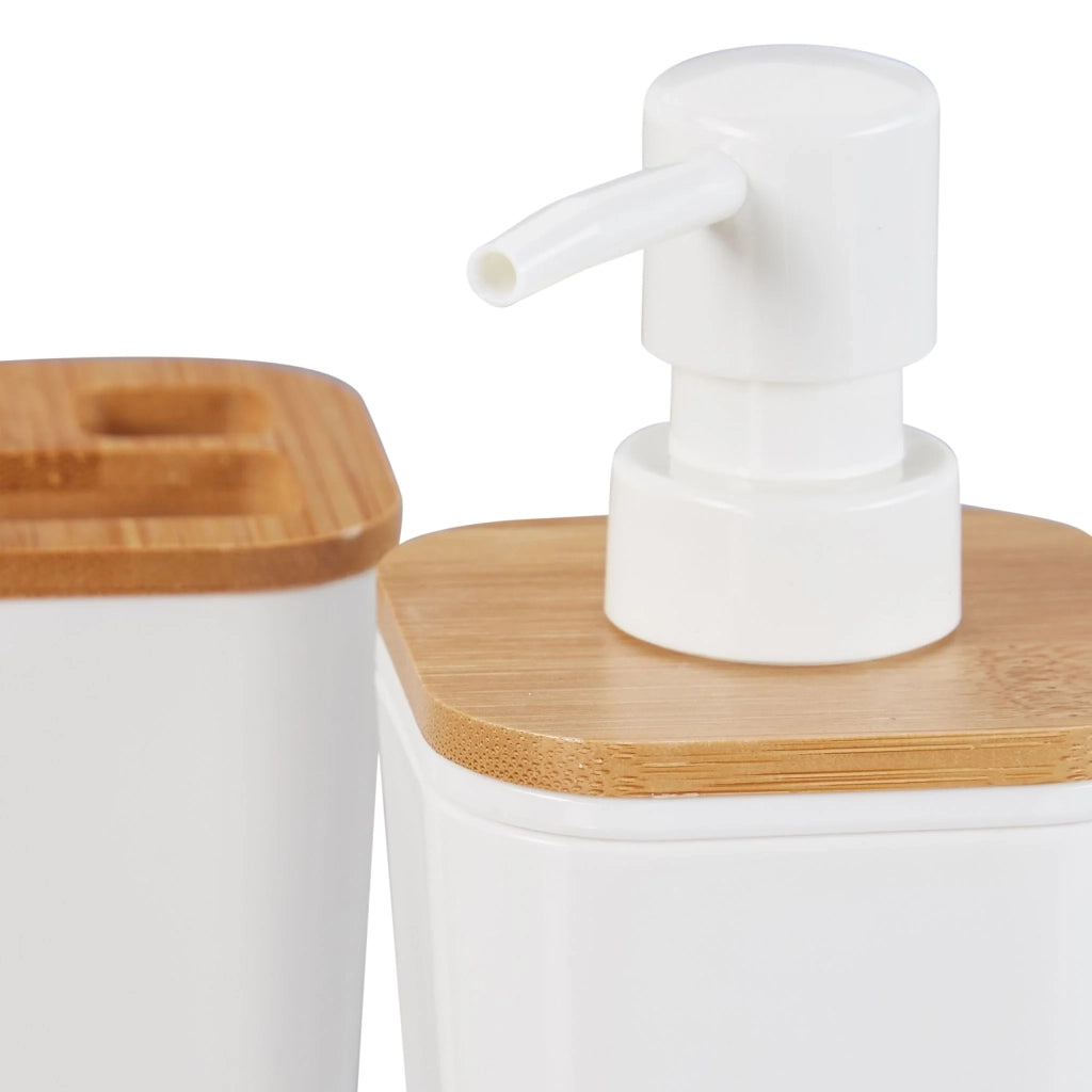 Set di accessori per bagno moderni in plastica bianca da 4 pezzi 13_0005546