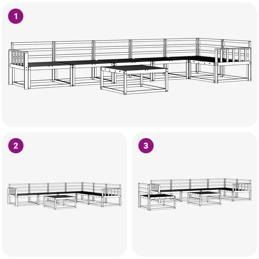 Set di divani da esterno 7 pcs Bianco 79 x 79 x 37 cm 3386543