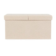 Pouf contenitore Joris con effetto bouclè beige cm 76x38x38