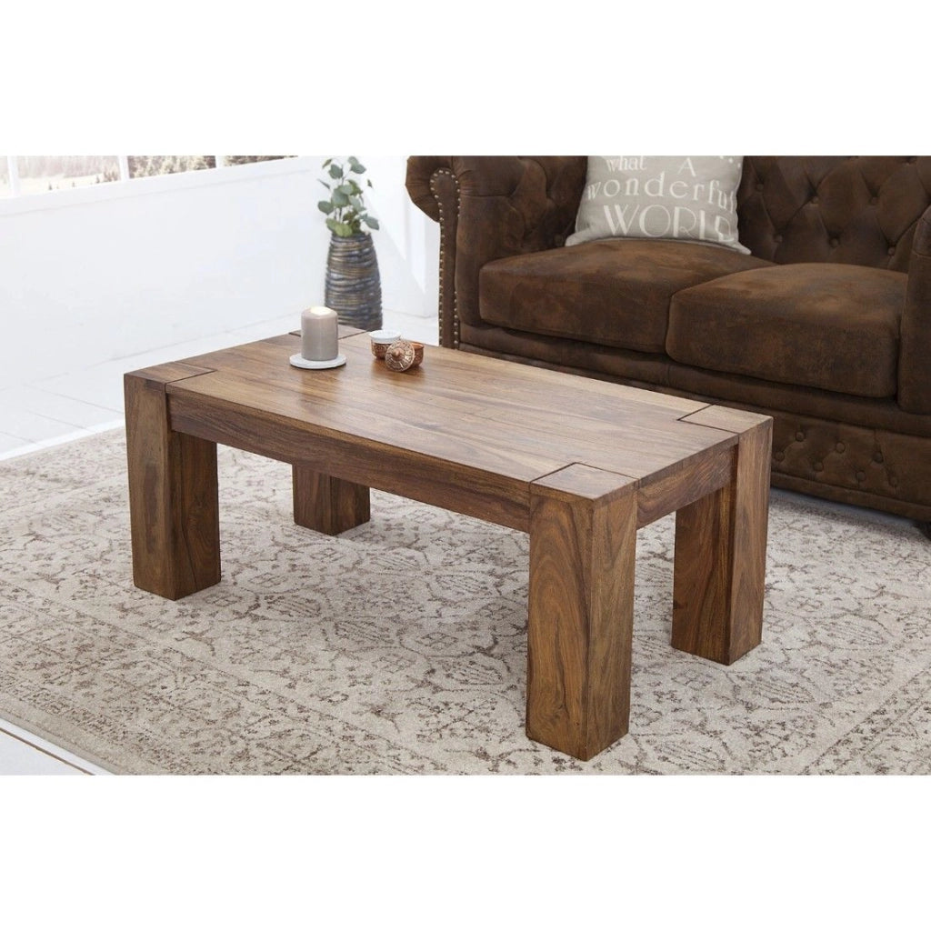 Tavolino basso ORBO rettangolare 100 cm – Tavolino basso rustico in legno massiccio di sheesham