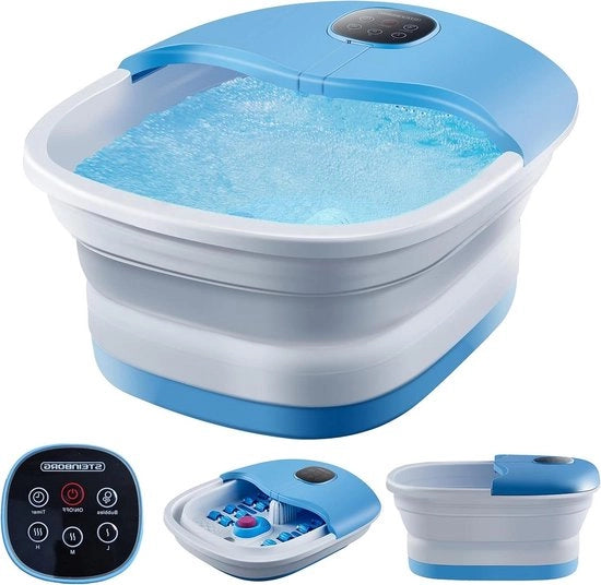 Eletrico Pedibagno con Massaggio e Riscaldamento - Trasmissione Vibrazioni - Comando a Distanza Ripiegabile - 16 Ruote Shiatsu - Massaggio delle Zone di Riflessologia del Piede - 35 a 48 Gradi Celsius Timer