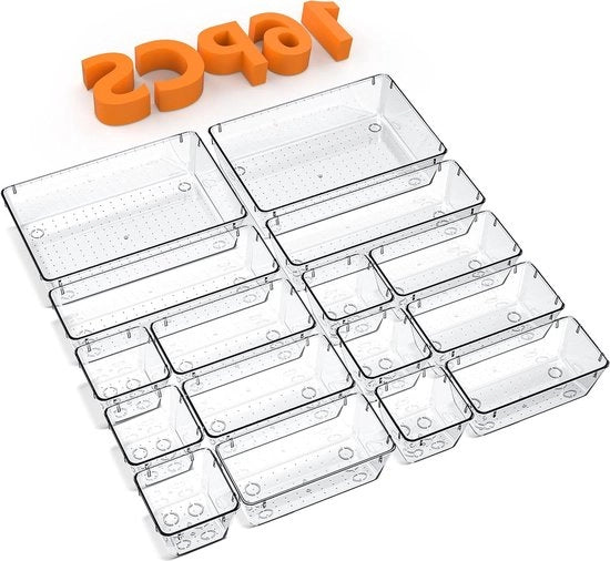 Organizzatori per scrivania trasparenti - 16 pezzi - Formato 4 - Gomme in silicone - Accessori per la cucina, gioielli e gadget per la truccatura - Accessori per ufficio