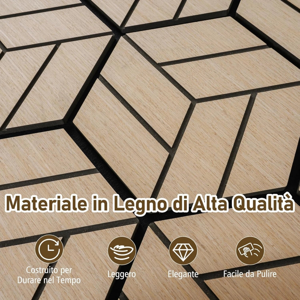 Set di 4 Pannelli Fonoassorbente, Pannelli Acustici per Pareti, 81x 66 cm, 9 Tavoletta Esagonali in Legno, per Riduzione del Rumore, Decorazione Interna, 2,1 m²