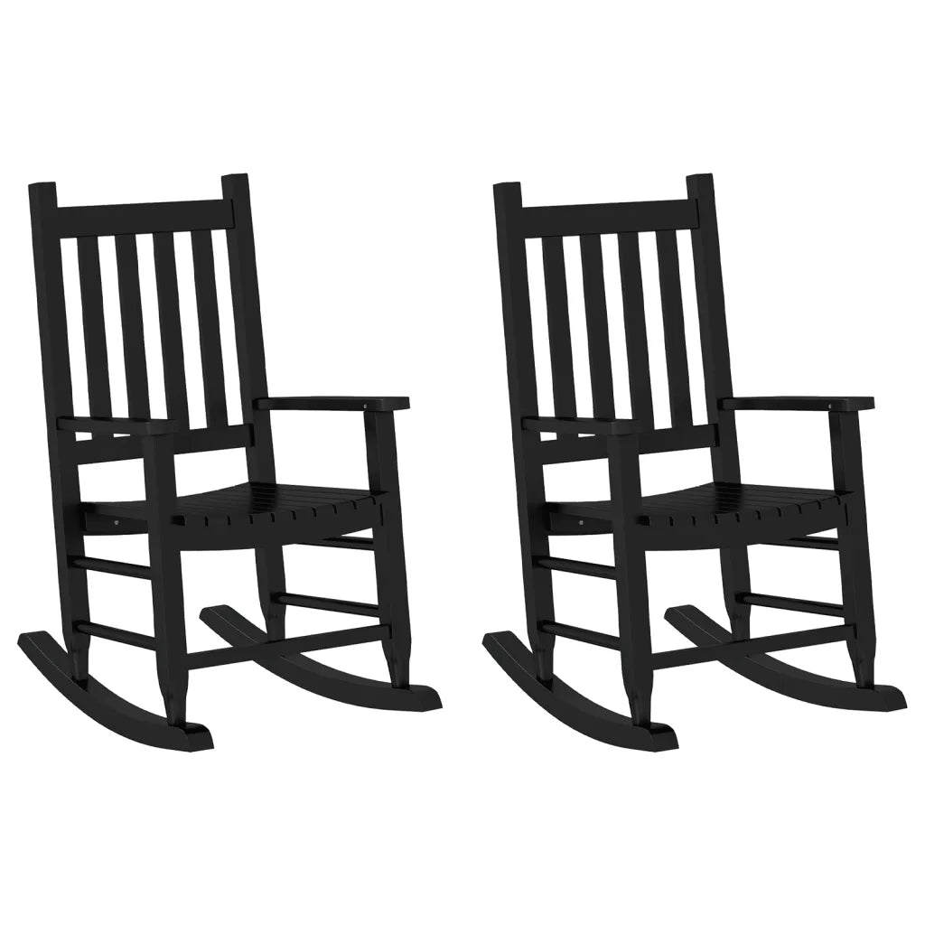 Sedie a Dondolo per Bambini 2 pz Nere Legno Massello di Pioppo