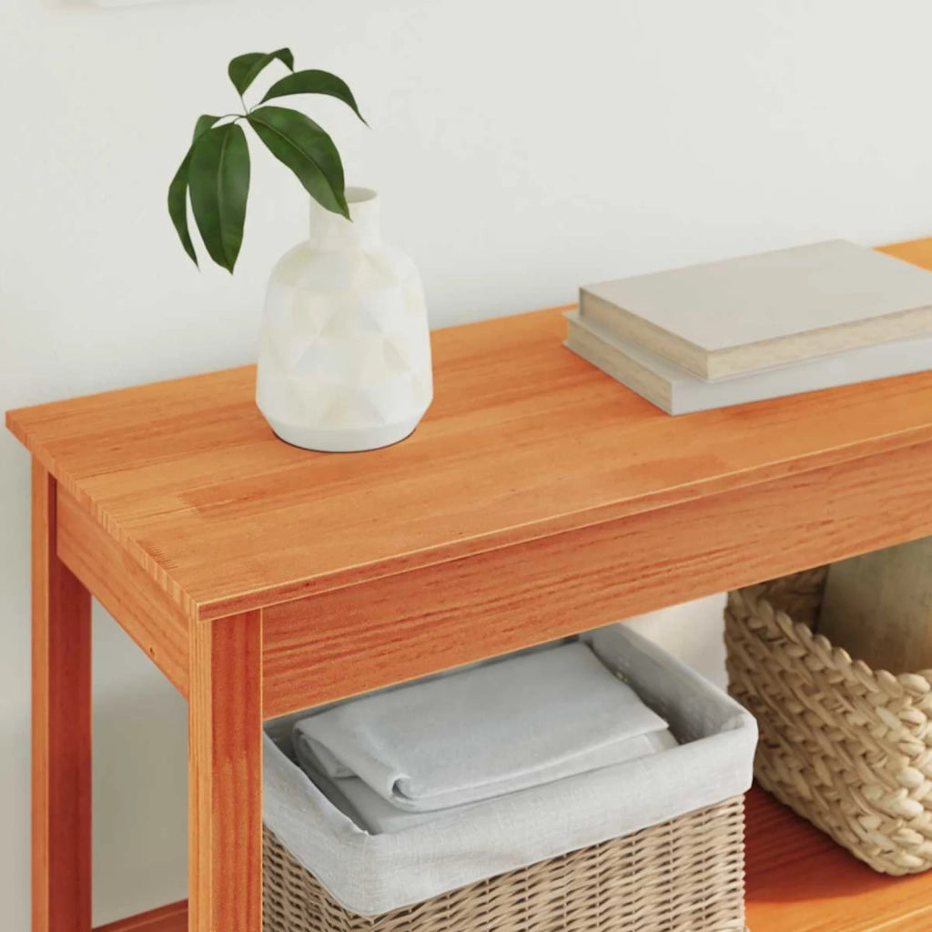 Tavolo Consolle | Tavolo d'Ingresso con lo scaffale Marrone cera 110 x 40 x 75 cm