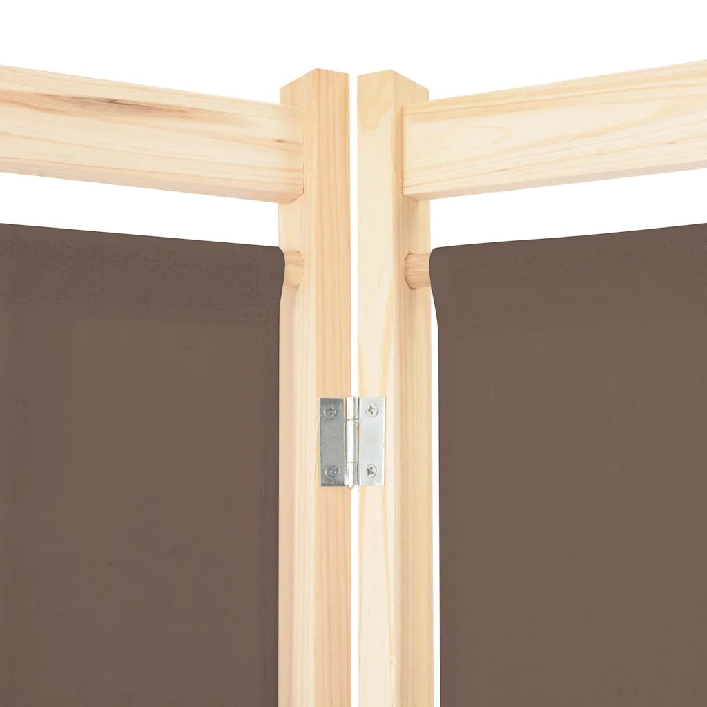 Divisorio a 5 Pannelli-Set di 5 pannelli Paravento Marrone 200x170x4 cm in Tessuto