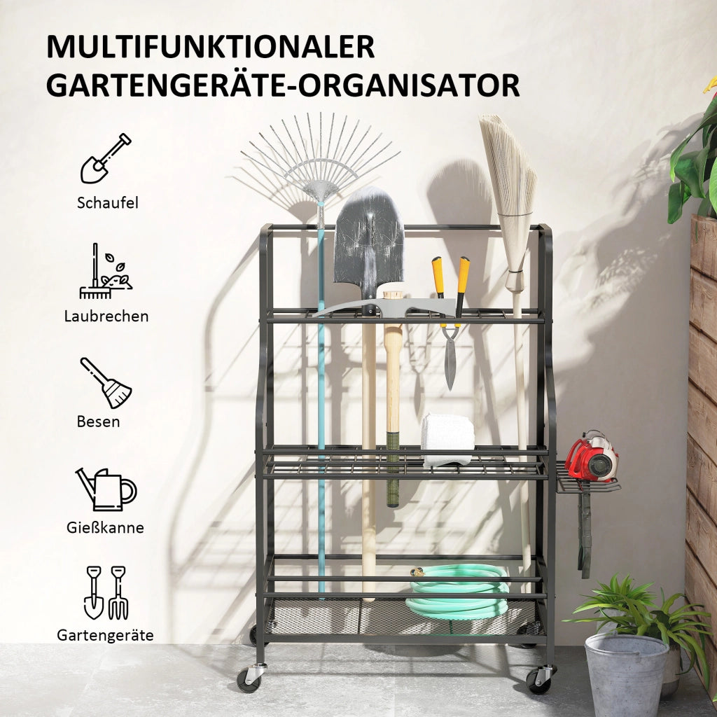 Organizzatore per attrezzi da giardino 3 livelli ¨C zephmum ¨C 77x40x97 cm nero