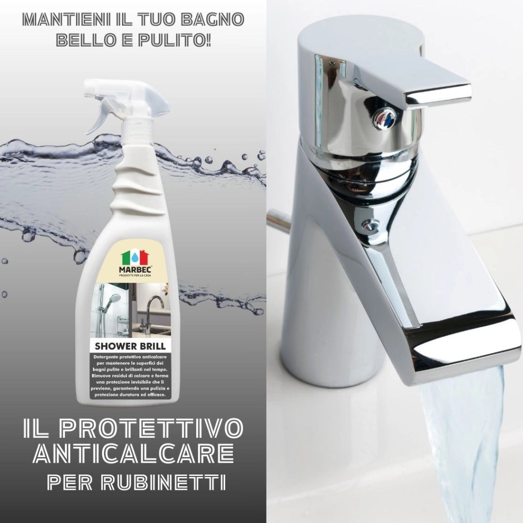 Detergente anticalcare bagno, protezione antigoccia, pulizia quotidiana Marbec SHOWER BRILL - 5LT