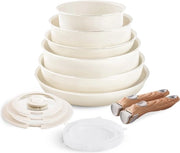 Set di pentole e padelle con maniglie rimovibili e trattamento antitrasformazione - accessori da cucina spazializzanti