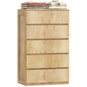 Cassettiera 5 Cassetti Senza Maniglie ¨C Minimal ¨C Legno Naturale 60x39x100